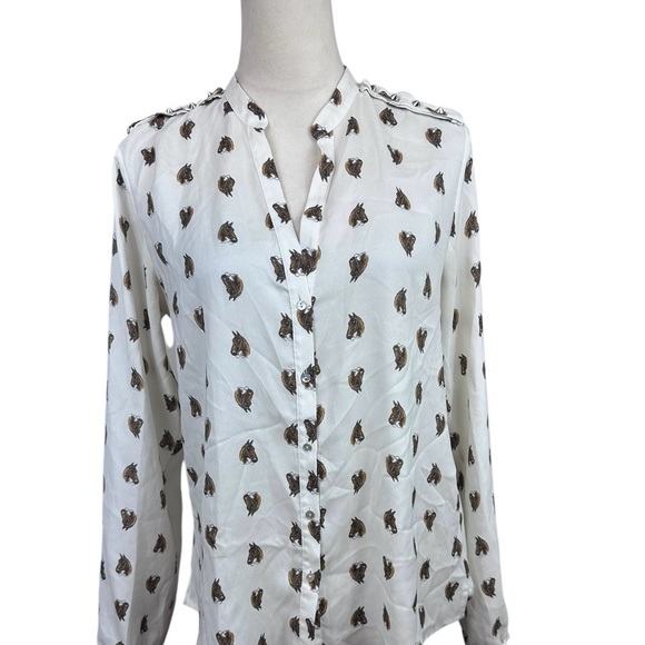 Zara Basic long sleeve top with horse print size large - Picture 2 of 14